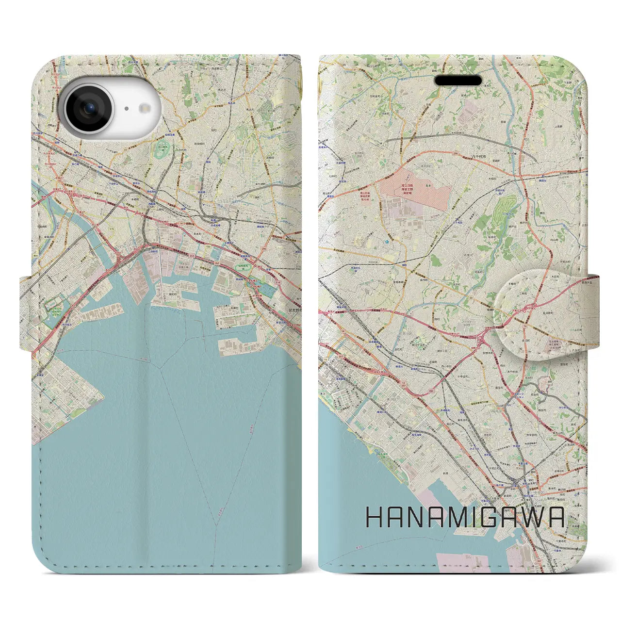 【花見川(千葉県)】地図柄iPhoneケース(手帳タイプ)