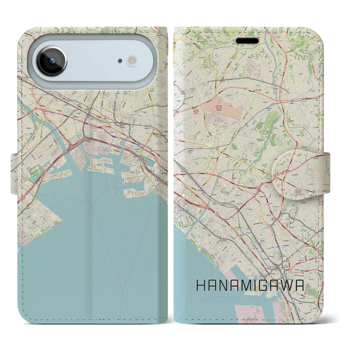 【花見川(千葉県)】地図柄iPhoneケース(手帳タイプ)ナチュラル・iPhone 17 Pro Max 用