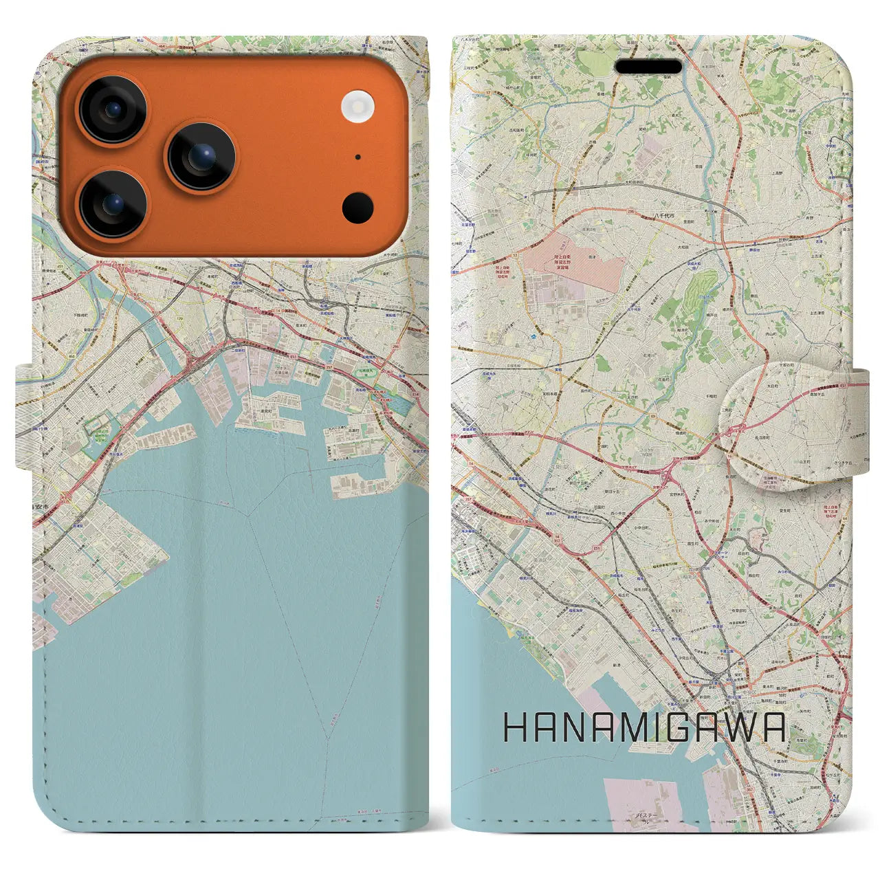 【花見川(千葉県)】地図柄iPhoneケース(手帳タイプ)