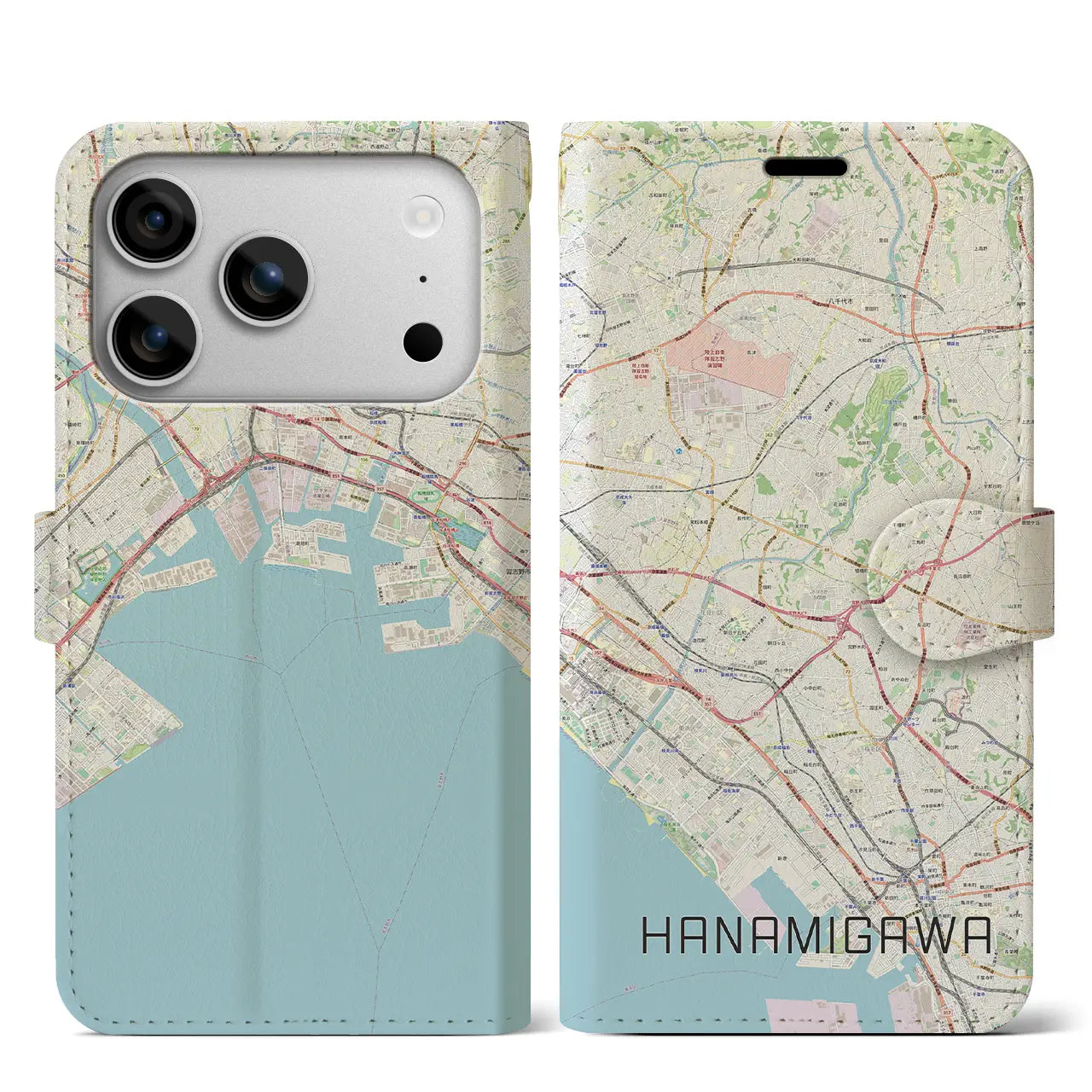 【花見川(千葉県)】地図柄iPhoneケース(手帳タイプ)