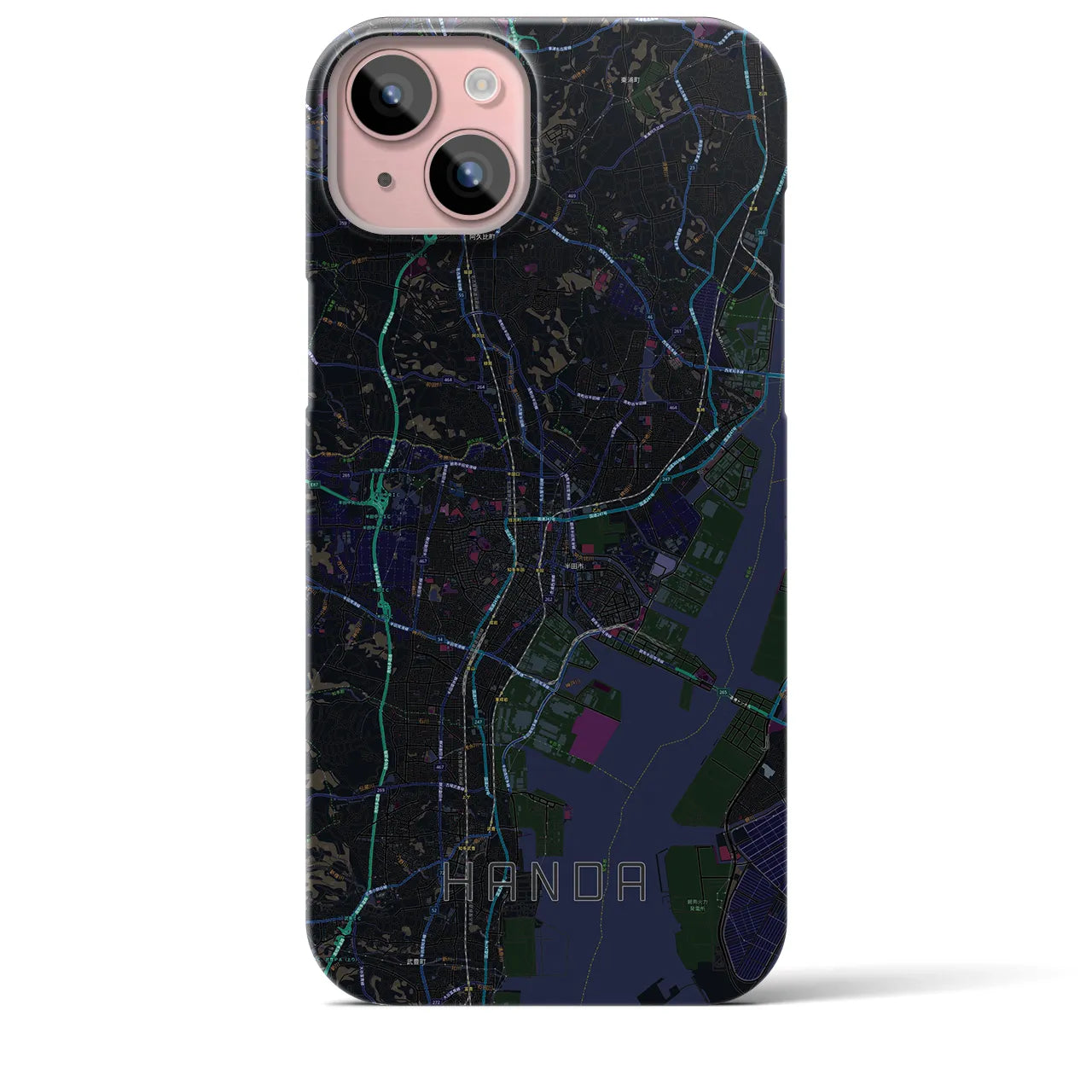 【半田(愛知県)】地図柄iPhoneケース(バックカバータイプ)