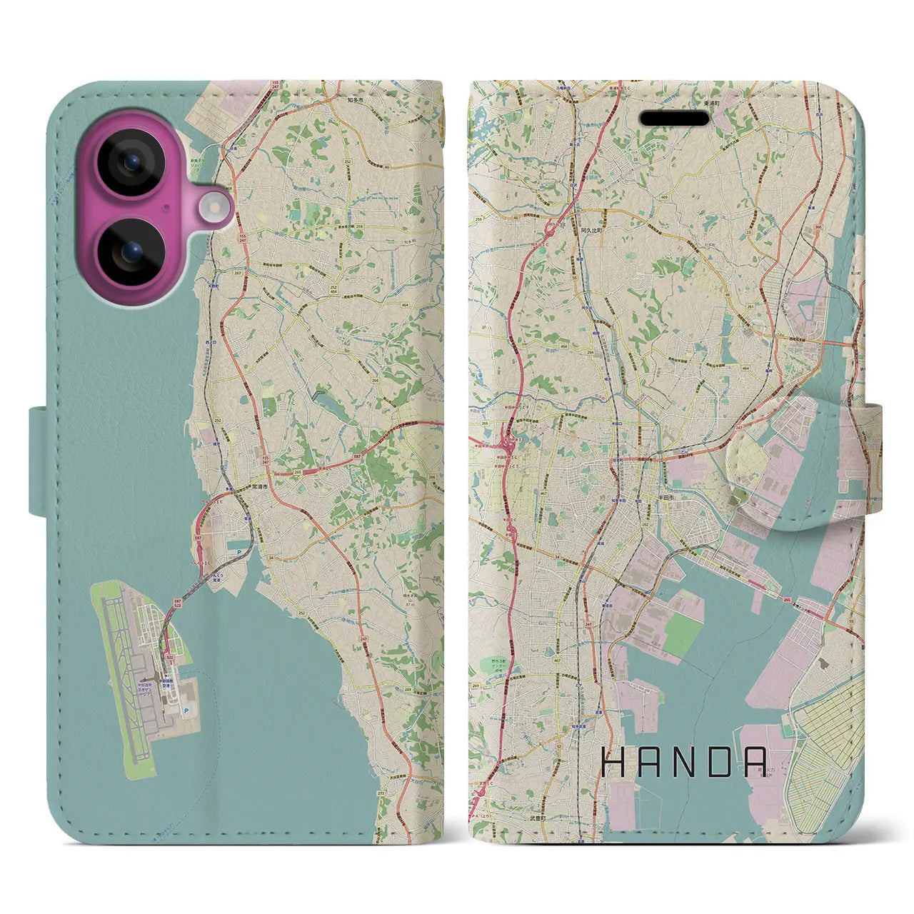 【半田(愛知県)】地図柄iPhoneケース(手帳タイプ)