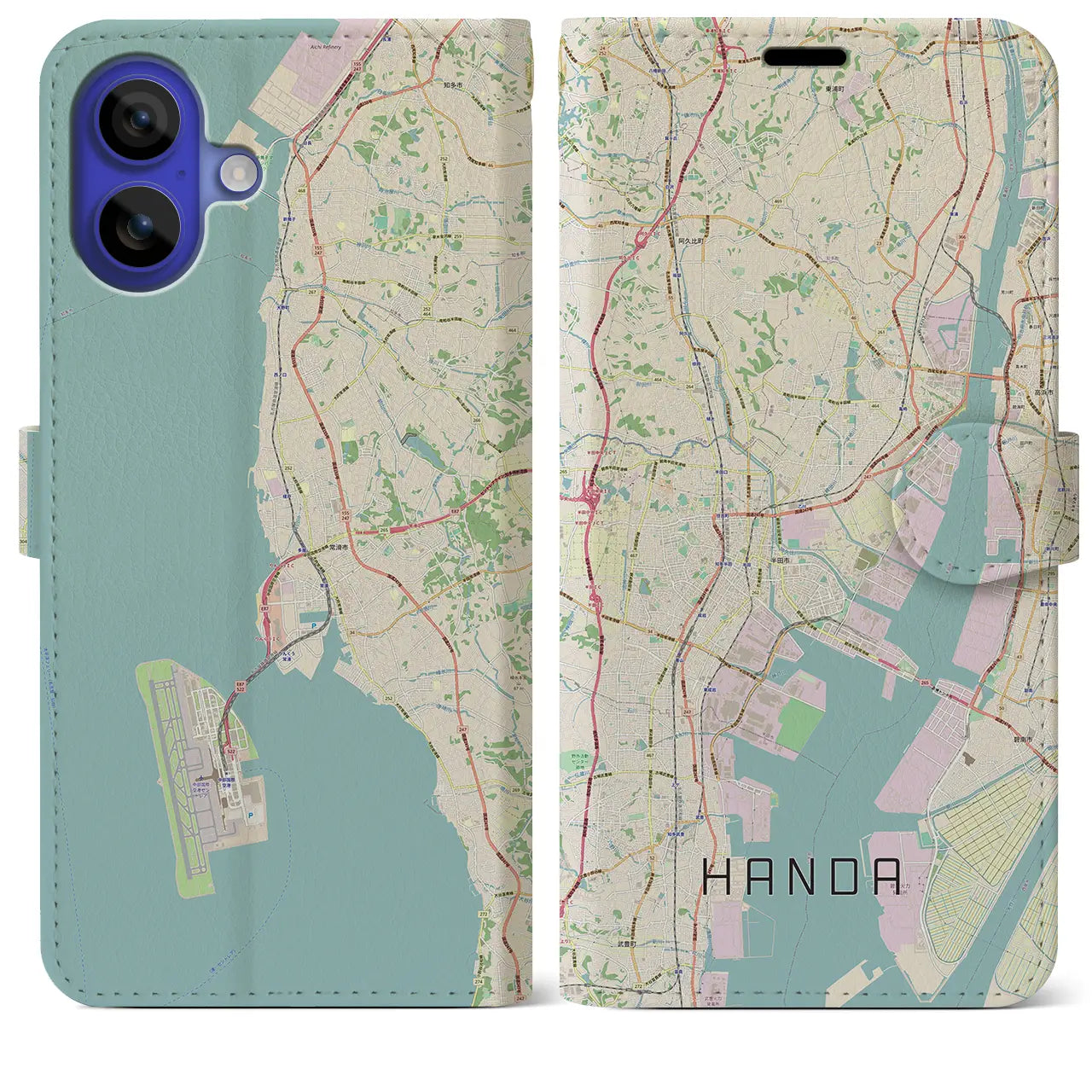 【半田(愛知県)】地図柄iPhoneケース(手帳タイプ)ナチュラル・iPhone 16 Pro Max 用
