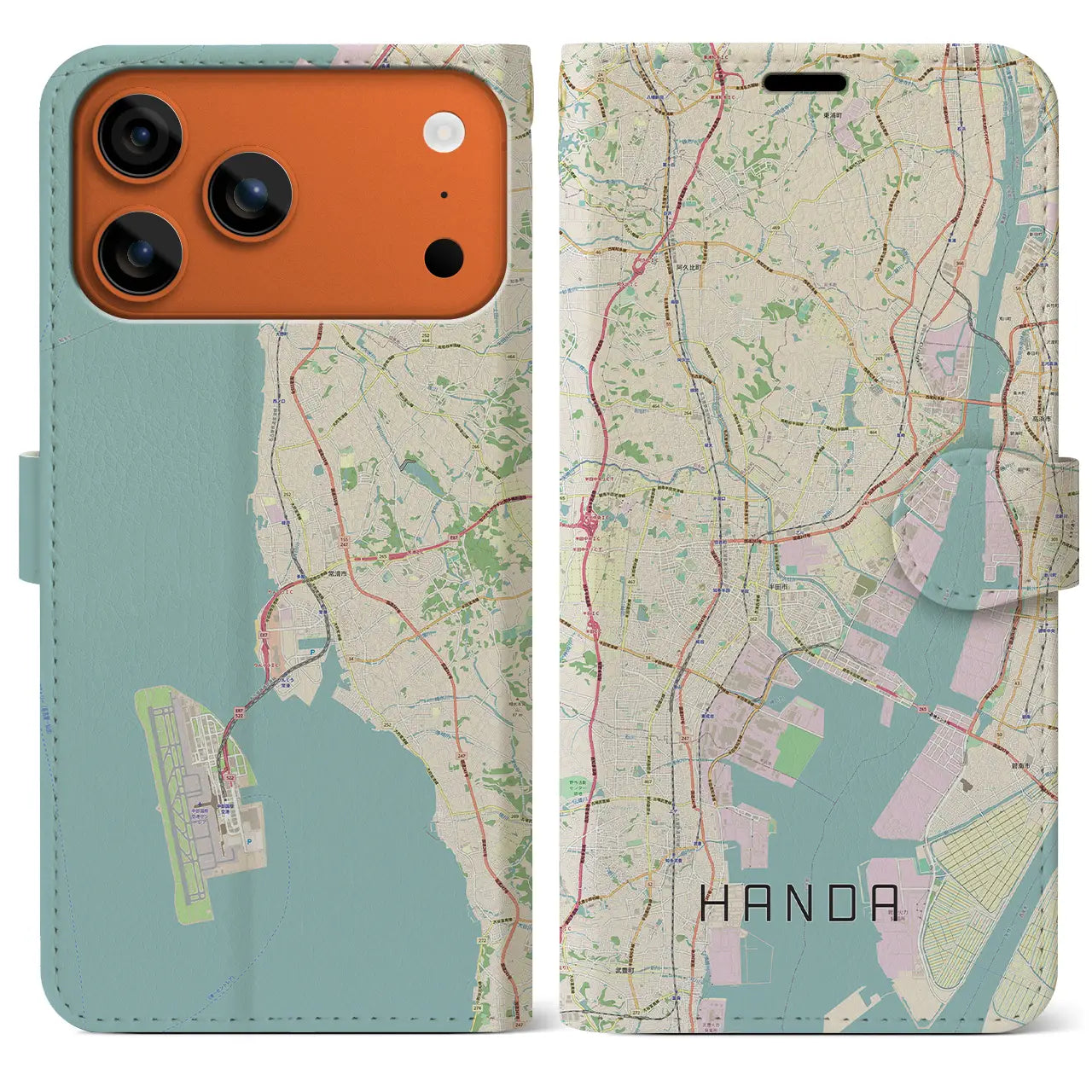 【半田(愛知県)】地図柄iPhoneケース(手帳タイプ)ナチュラル・iPhone 17 Pro Max 用