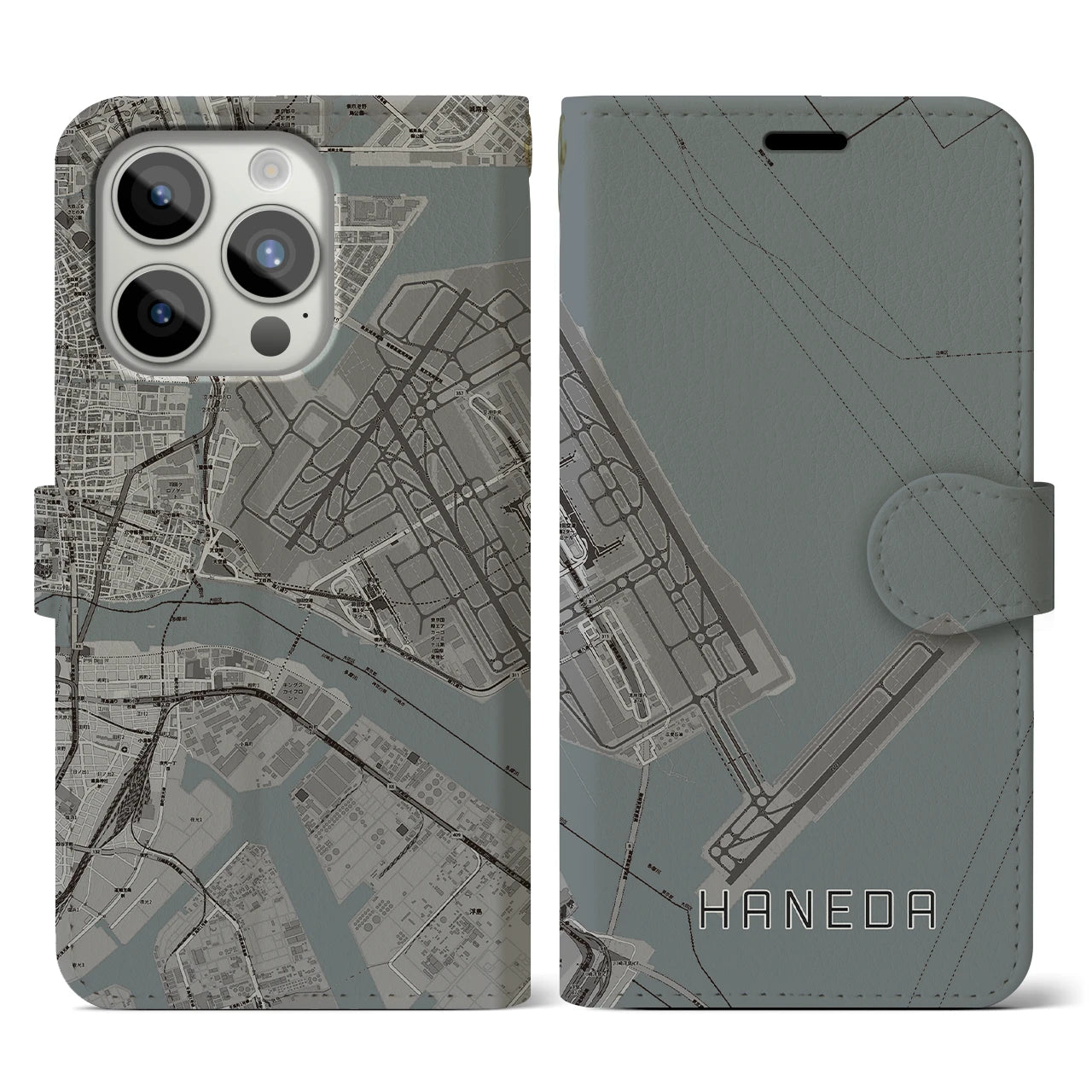 【羽田(東京都)】地図柄iPhoneケース(手帳タイプ)