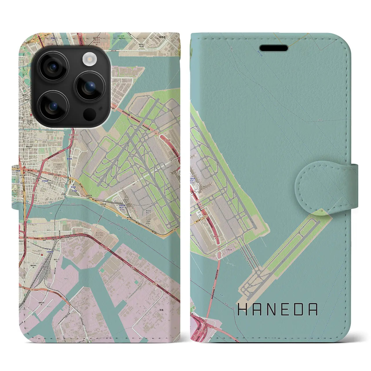 【羽田(東京都)】地図柄iPhoneケース(手帳タイプ)ナチュラル・iPhone 16 用