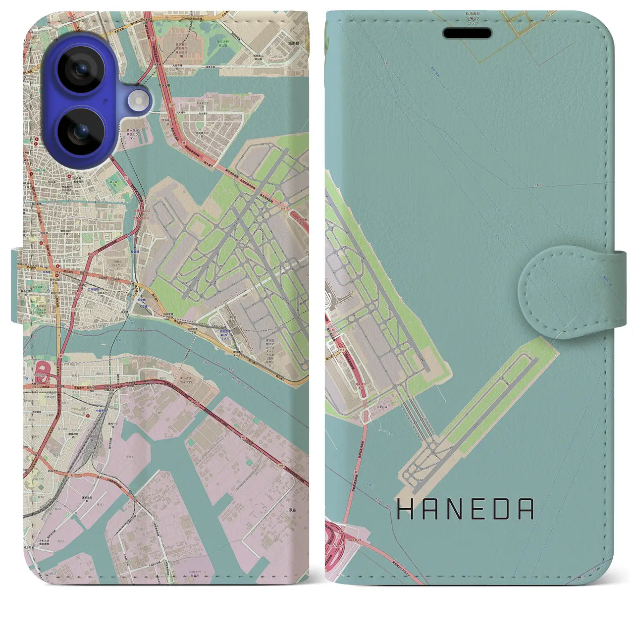【羽田(東京都)】地図柄iPhoneケース(手帳タイプ)ナチュラル・iPhone 16 Pro Max 用