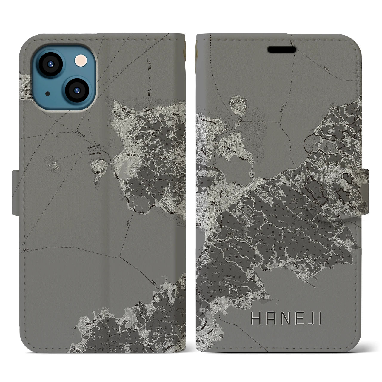 【羽地(沖縄県)】地図柄iPhoneケース(手帳タイプ)