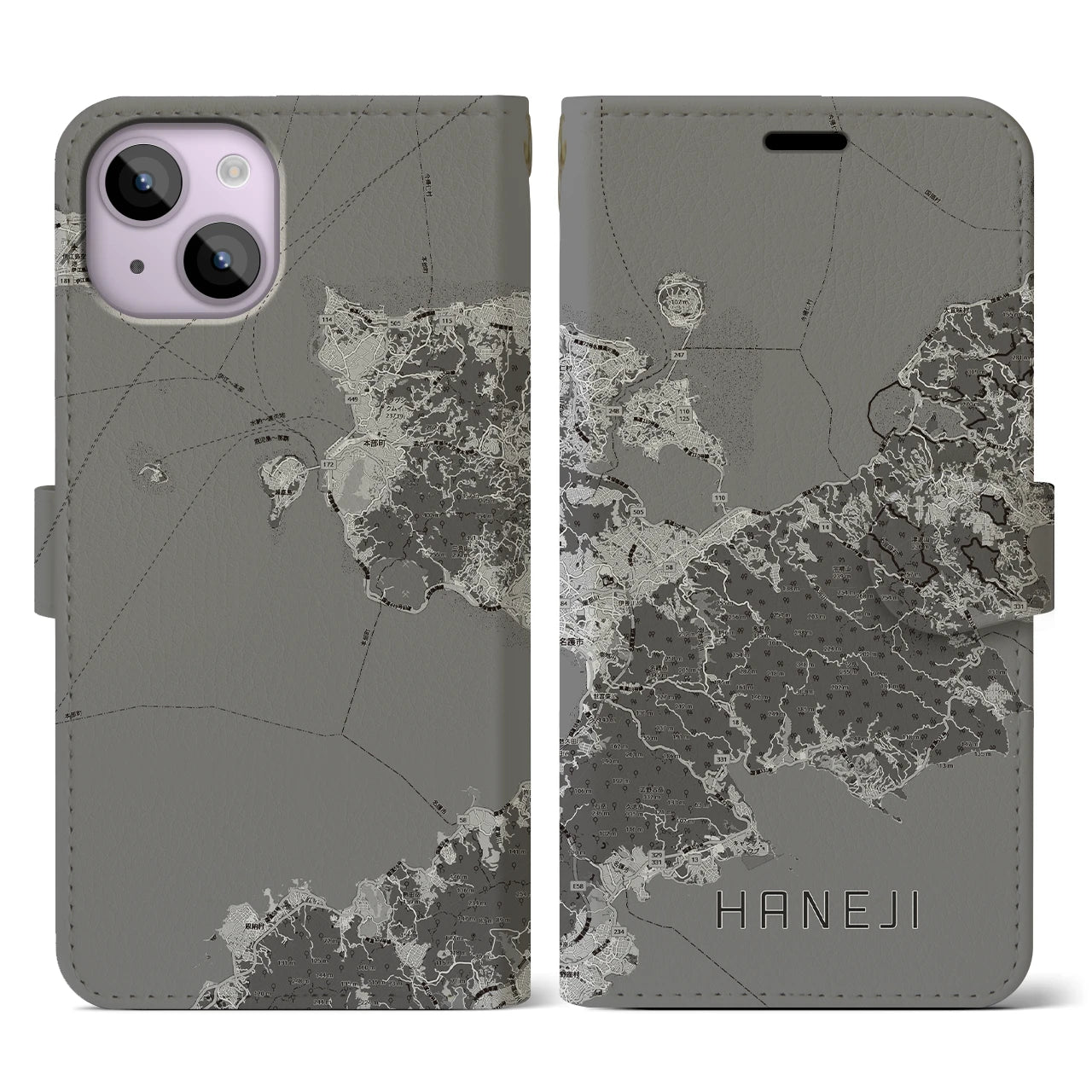【羽地(沖縄県)】地図柄iPhoneケース(手帳タイプ)