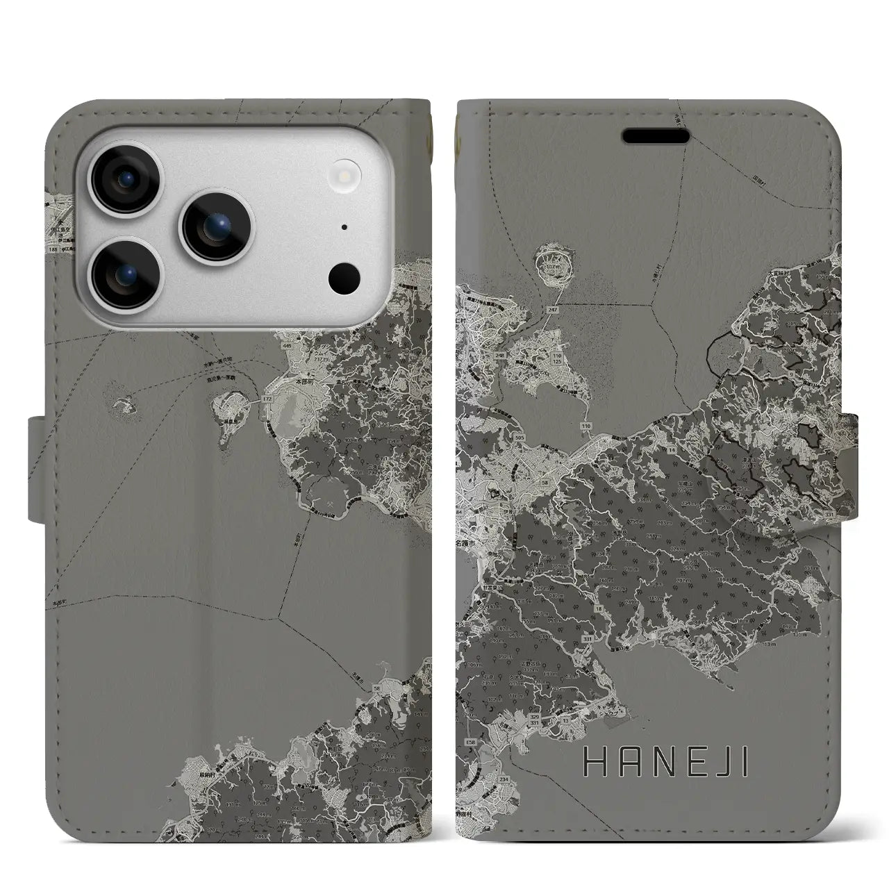 【羽地(沖縄県)】地図柄iPhoneケース(手帳タイプ)