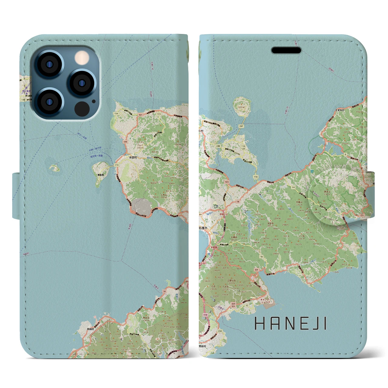 【羽地(沖縄県)】地図柄iPhoneケース(手帳タイプ)