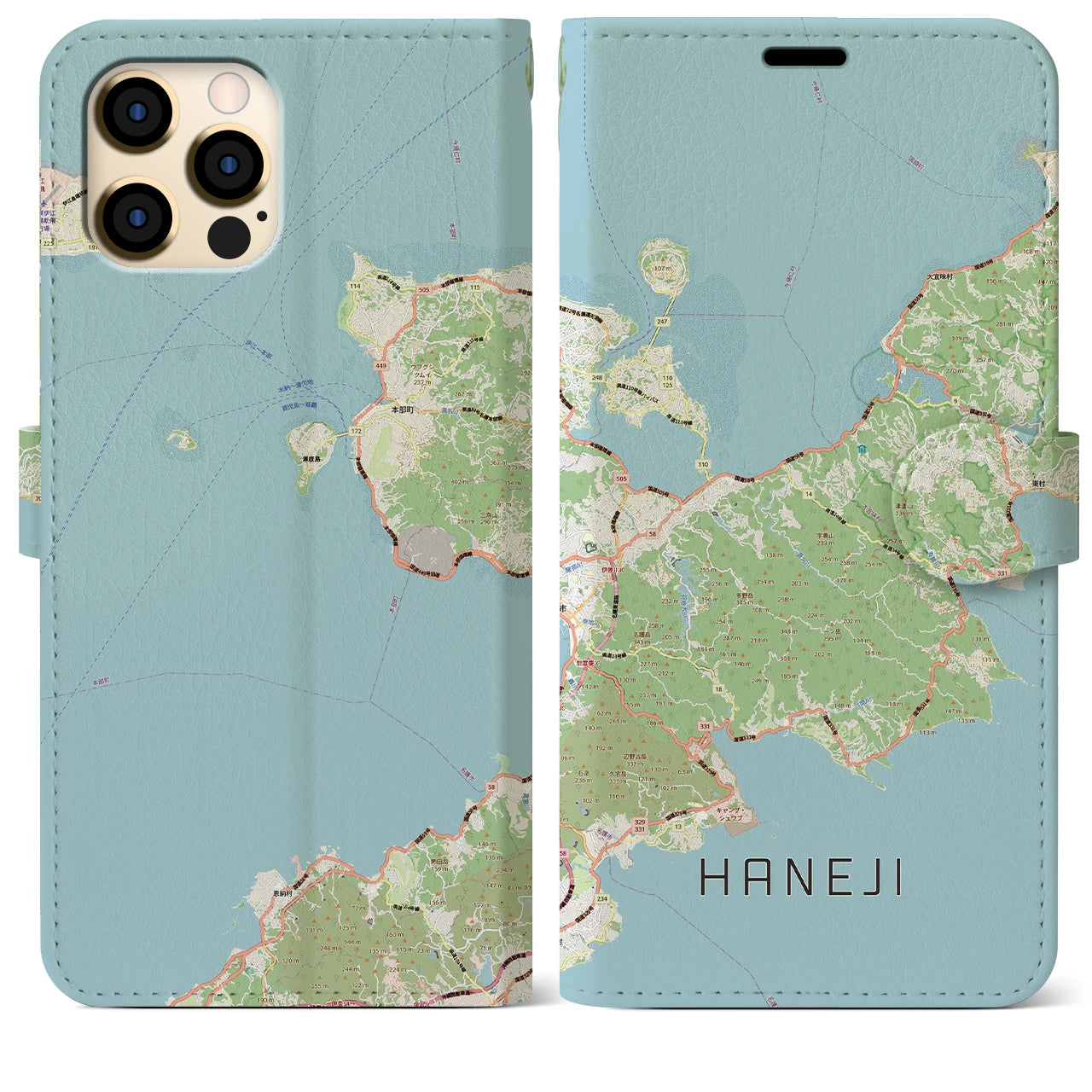 【羽地(沖縄県)】地図柄iPhoneケース(手帳タイプ)