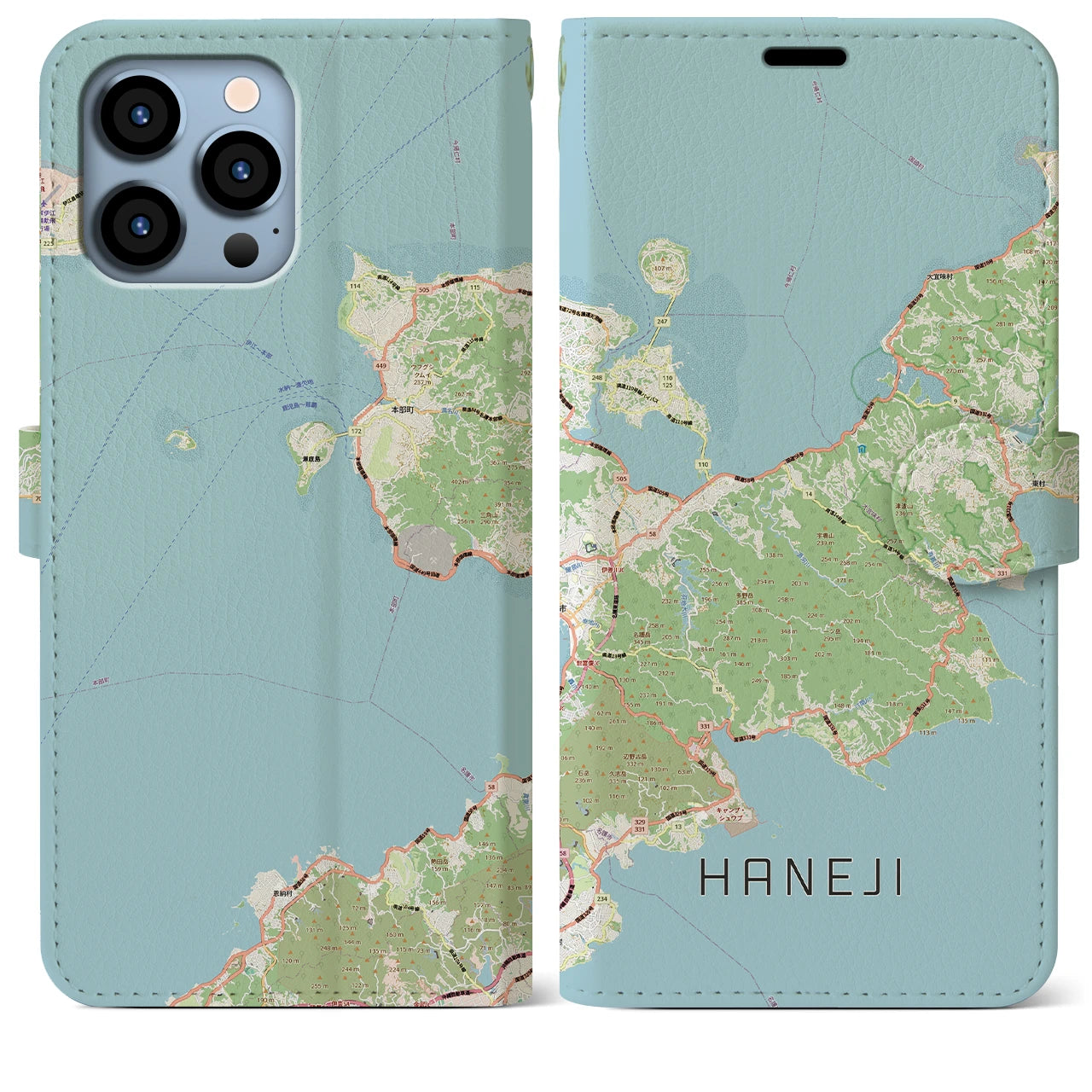 【羽地(沖縄県)】地図柄iPhoneケース(手帳タイプ)