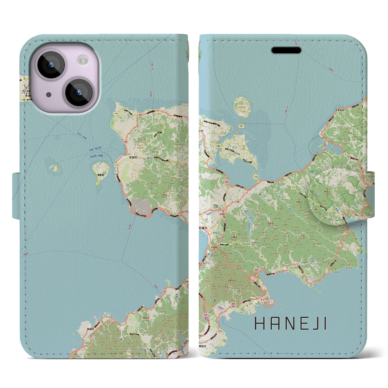 【羽地(沖縄県)】地図柄iPhoneケース(手帳タイプ)