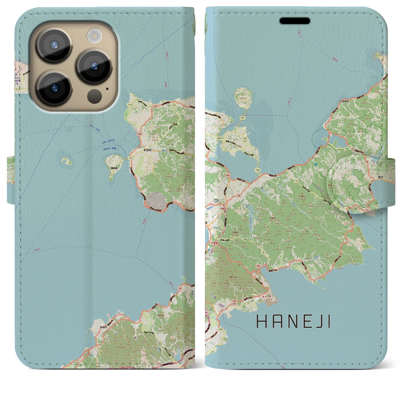 【羽地(沖縄県)】地図柄iPhoneケース(手帳タイプ)