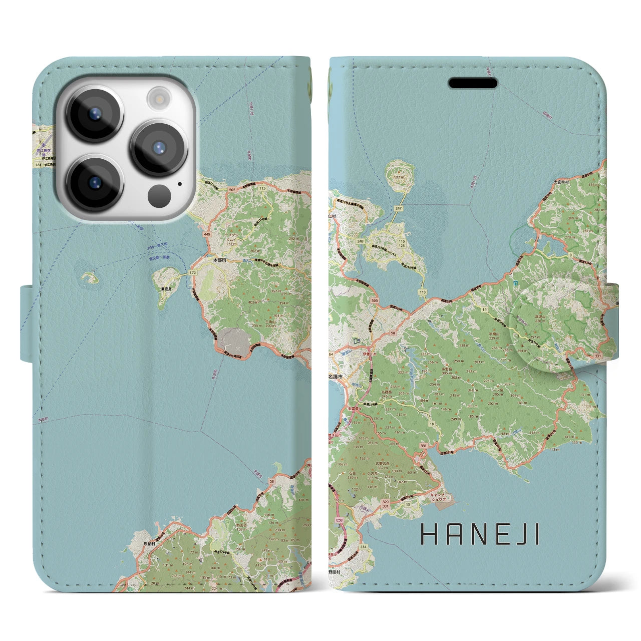 【羽地(沖縄県)】地図柄iPhoneケース(手帳タイプ)