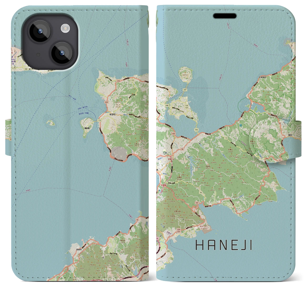 【羽地(沖縄県)】地図柄iPhoneケース(手帳タイプ)