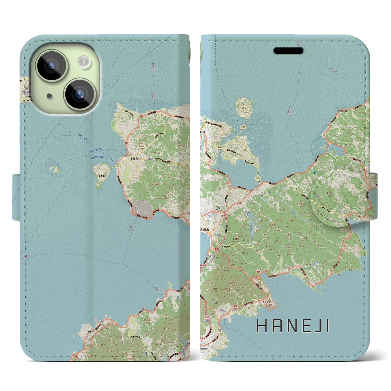 【羽地(沖縄県)】地図柄iPhoneケース(手帳タイプ)