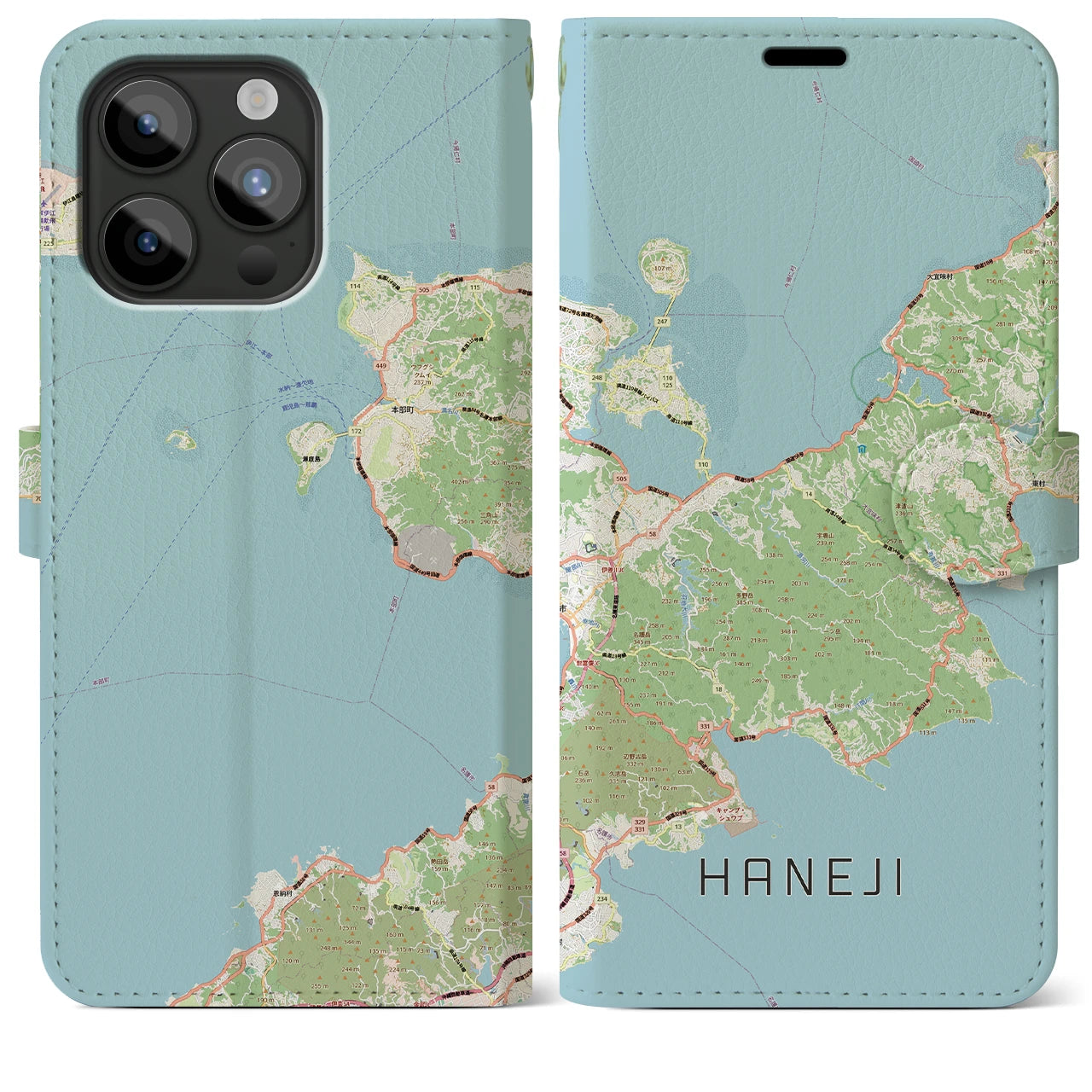 【羽地(沖縄県)】地図柄iPhoneケース(手帳タイプ)