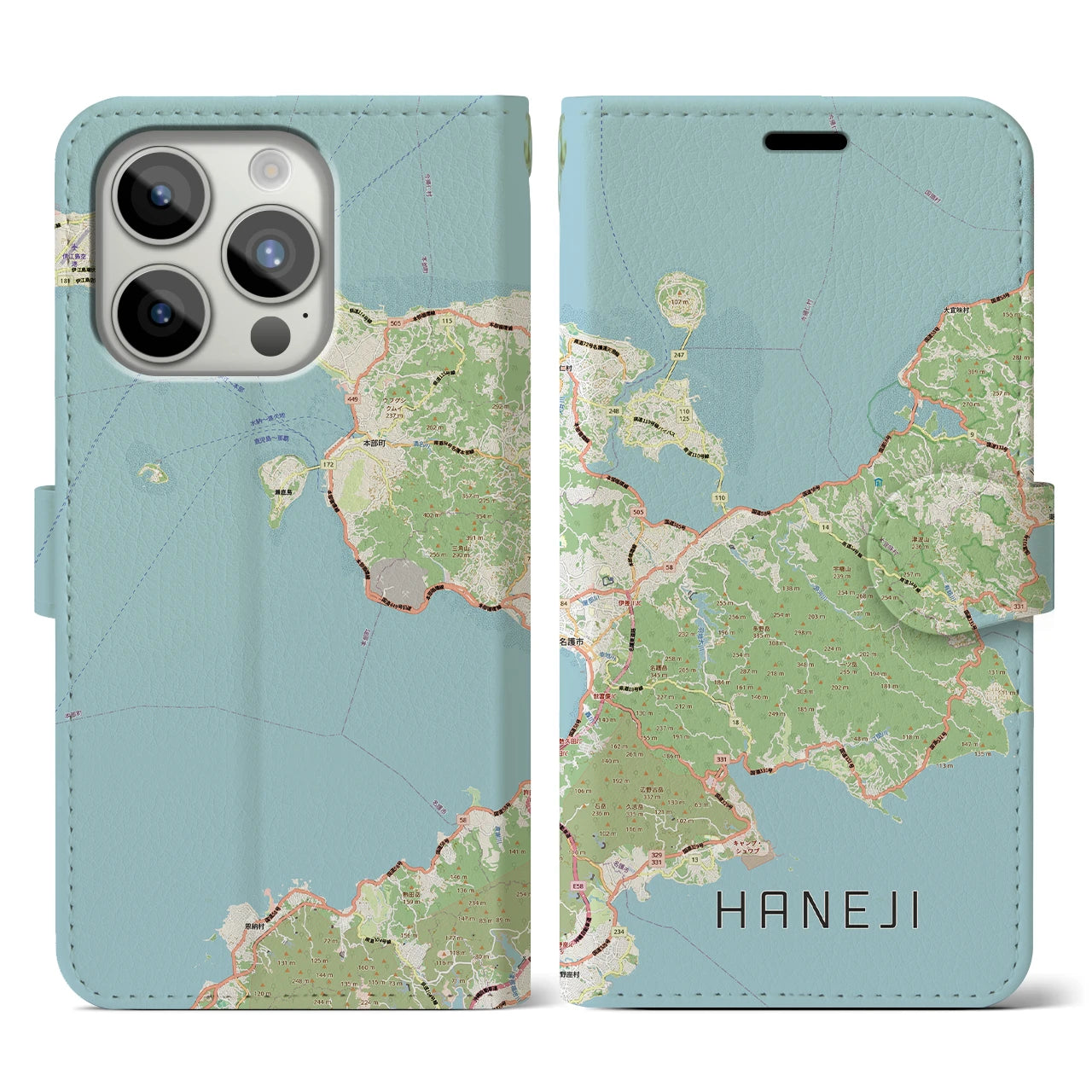 【羽地(沖縄県)】地図柄iPhoneケース(手帳タイプ)
