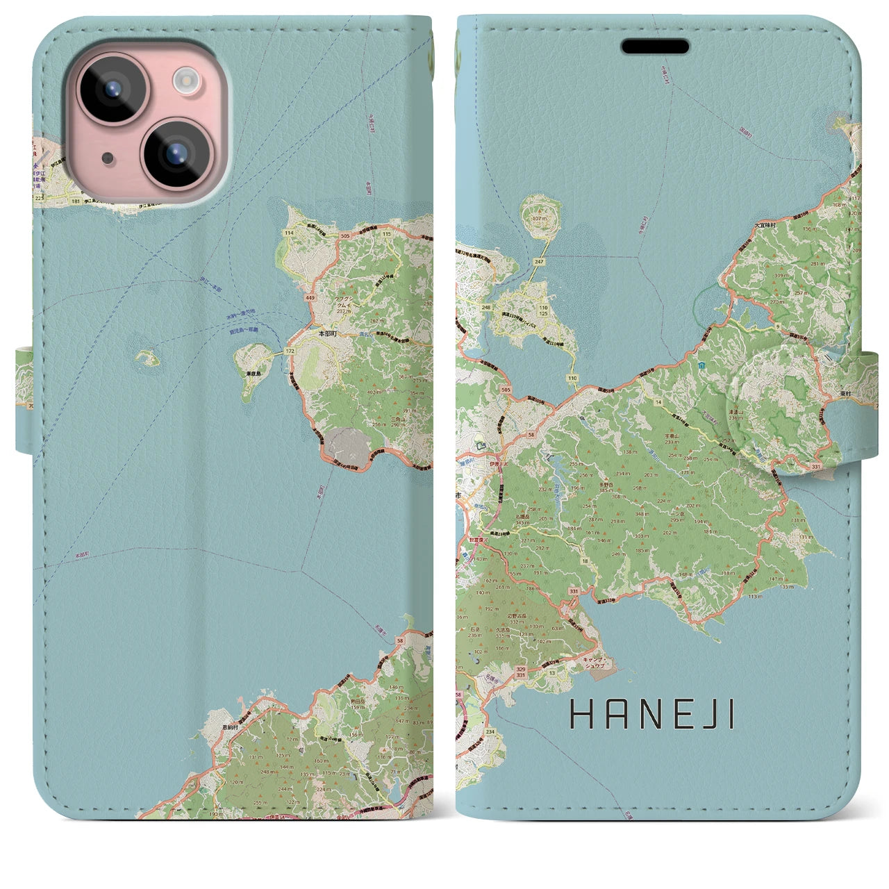 【羽地(沖縄県)】地図柄iPhoneケース(手帳タイプ)