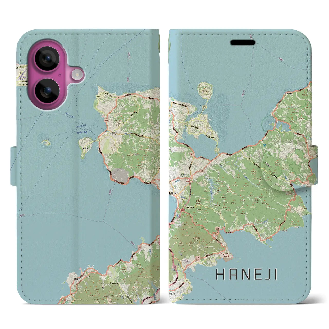 【羽地(沖縄県)】地図柄iPhoneケース(手帳タイプ)
