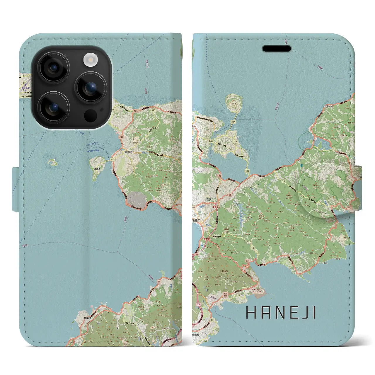 【羽地(沖縄県)】地図柄iPhoneケース(手帳タイプ)