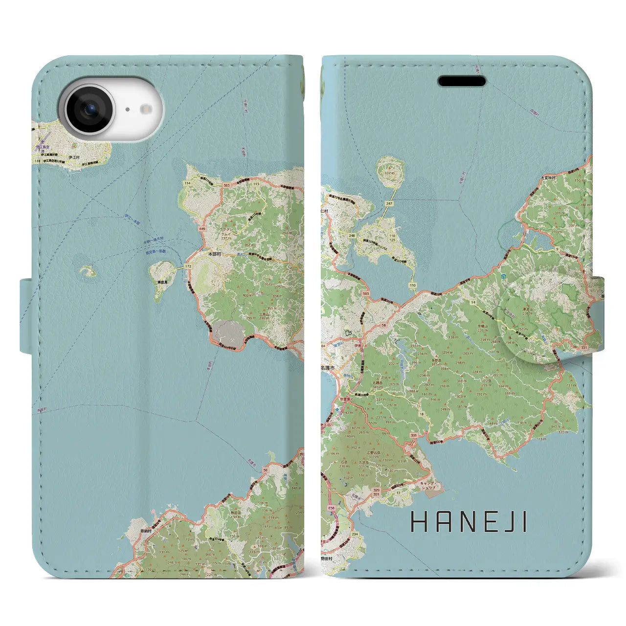 【羽地(沖縄県)】地図柄iPhoneケース(手帳タイプ)