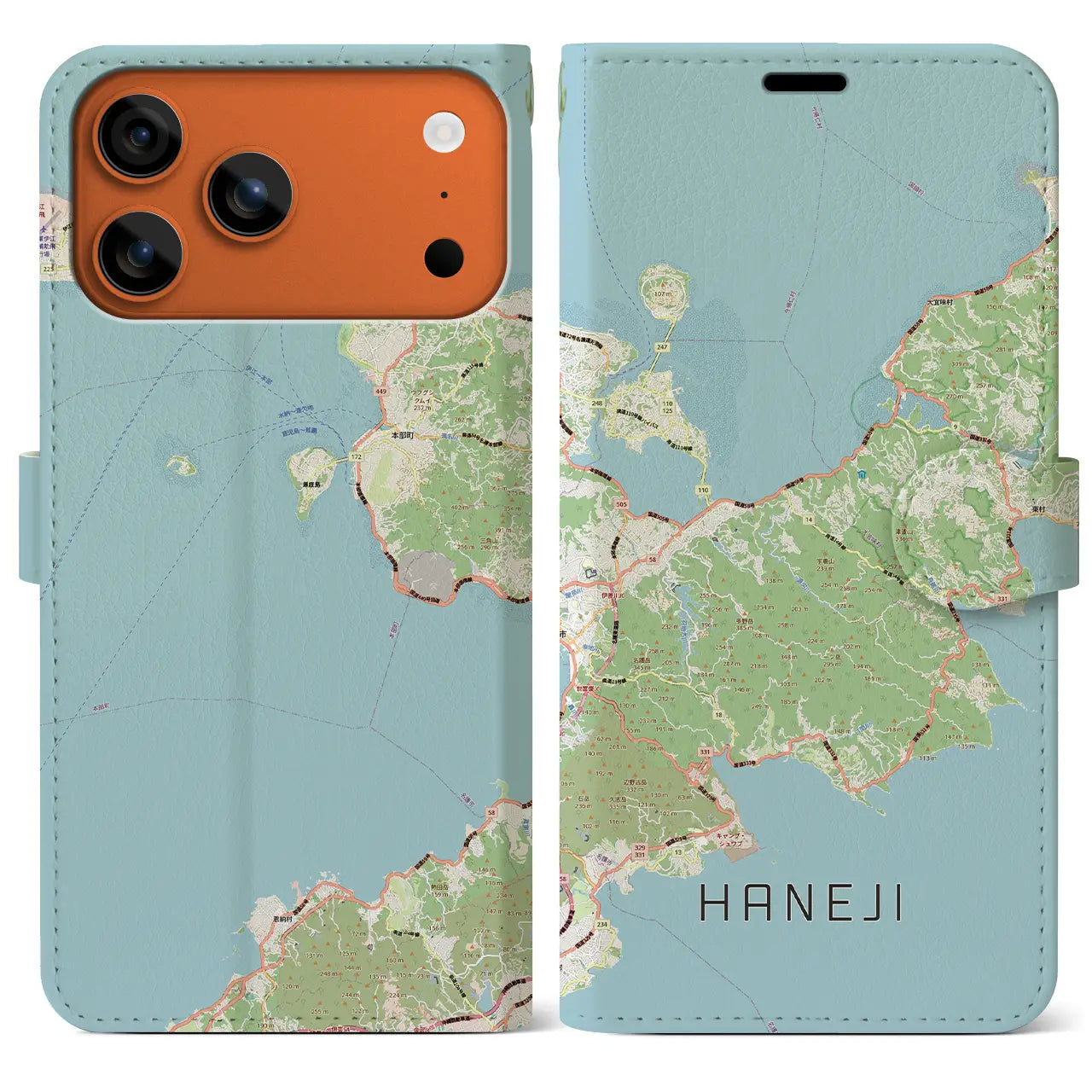 【羽地(沖縄県)】地図柄iPhoneケース(手帳タイプ)