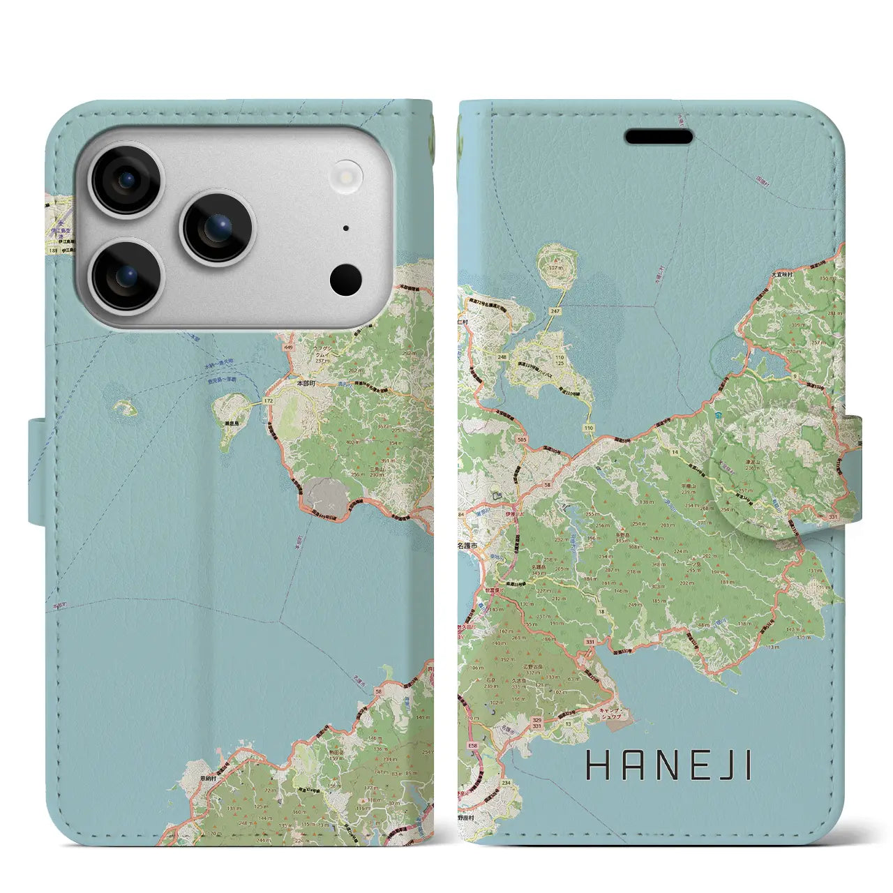【羽地(沖縄県)】地図柄iPhoneケース(手帳タイプ)
