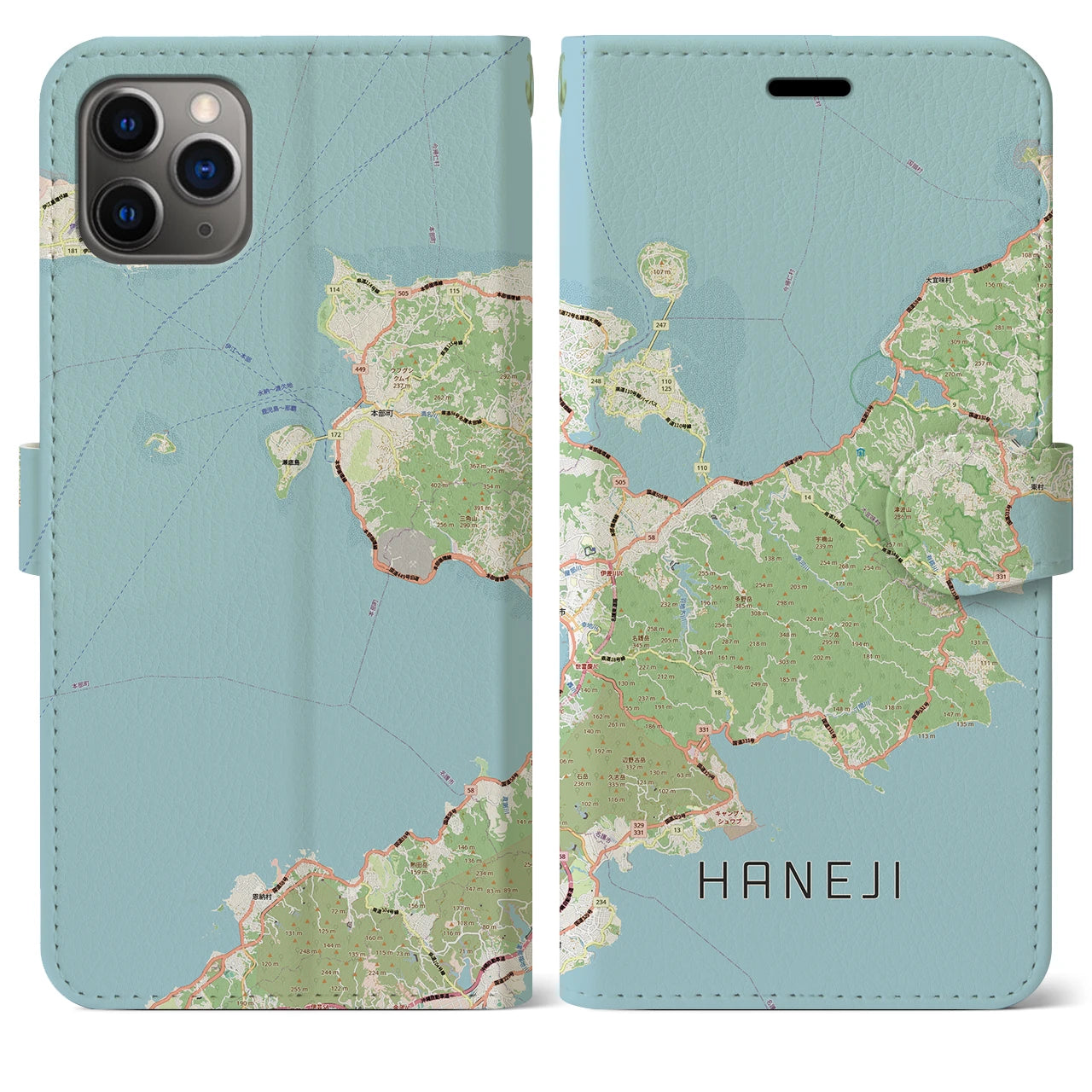 【羽地(沖縄県)】地図柄iPhoneケース(手帳タイプ)