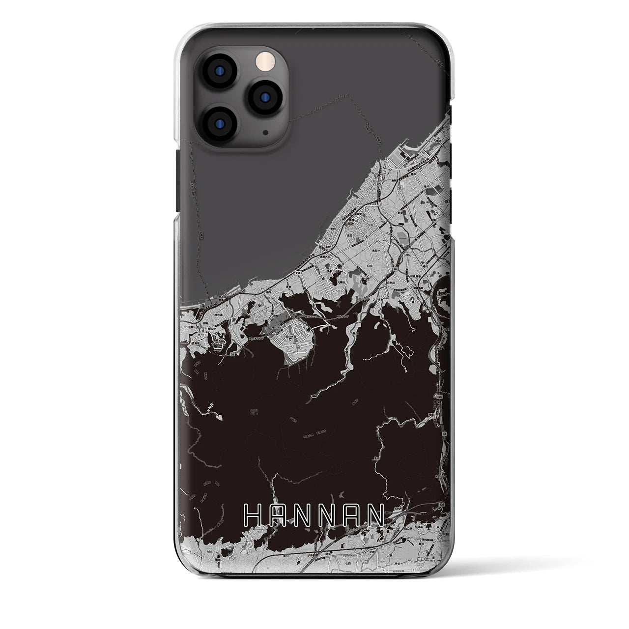 【阪南(大阪府)】地図柄iPhoneケース(クリアタイプ)モノトーン・iPhone 11 Pro Max 用