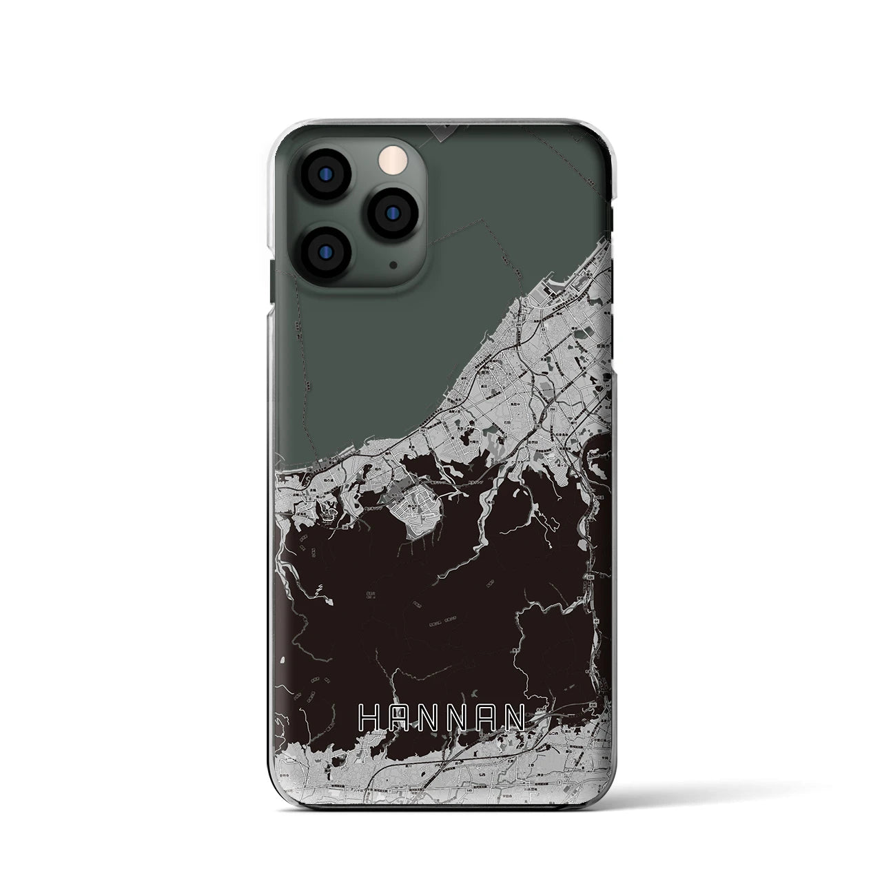 【阪南(大阪府)】地図柄iPhoneケース(クリアタイプ)モノトーン・iPhone 11 Pro 用