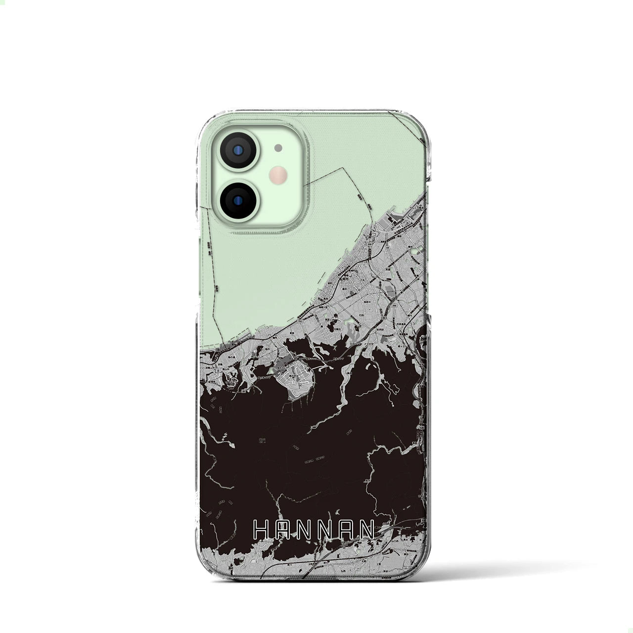 【阪南(大阪府)】地図柄iPhoneケース(クリアタイプ)モノトーン・iPhone 12 mini 用