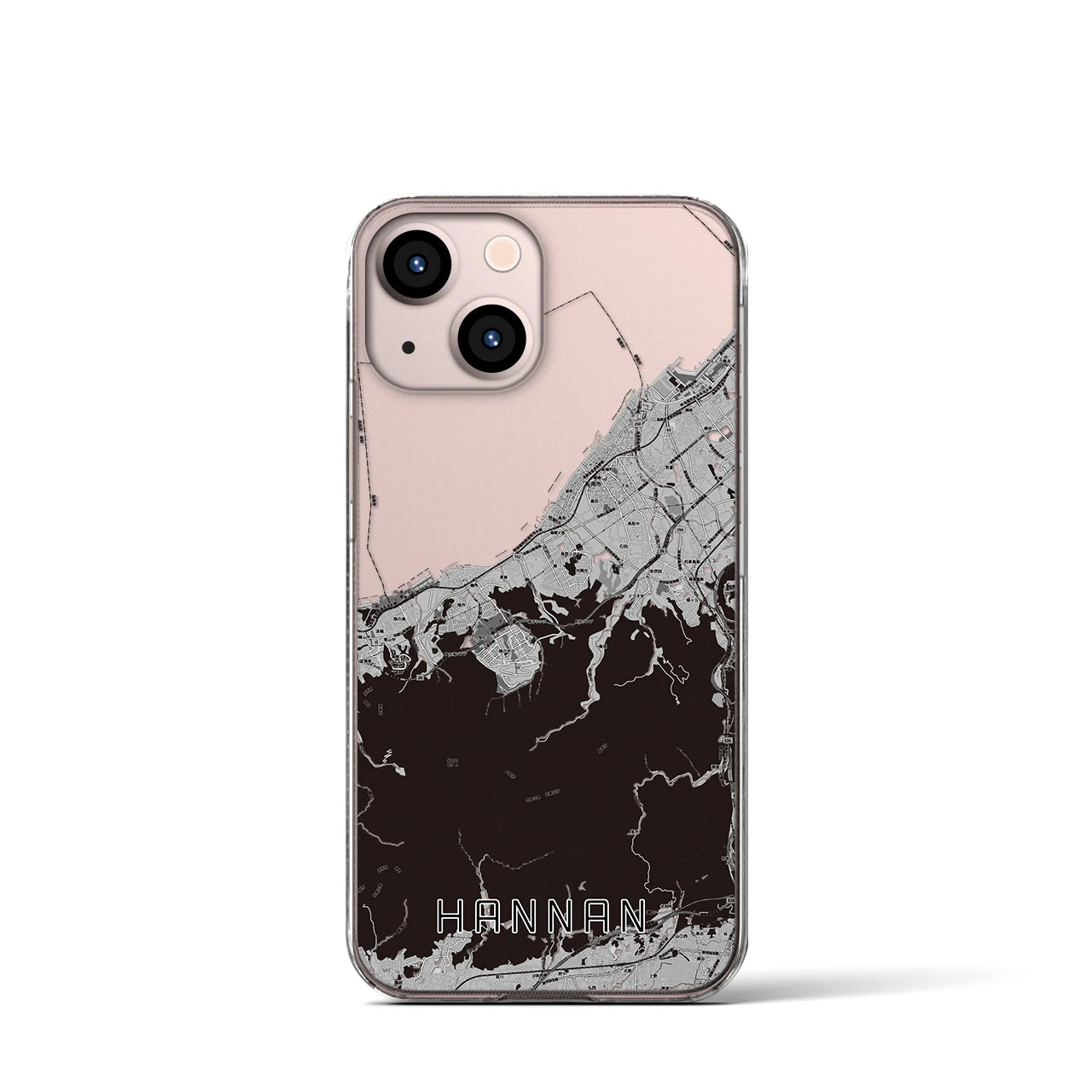 【阪南(大阪府)】地図柄iPhoneケース(クリアタイプ)モノトーン・iPhone 13 mini 用