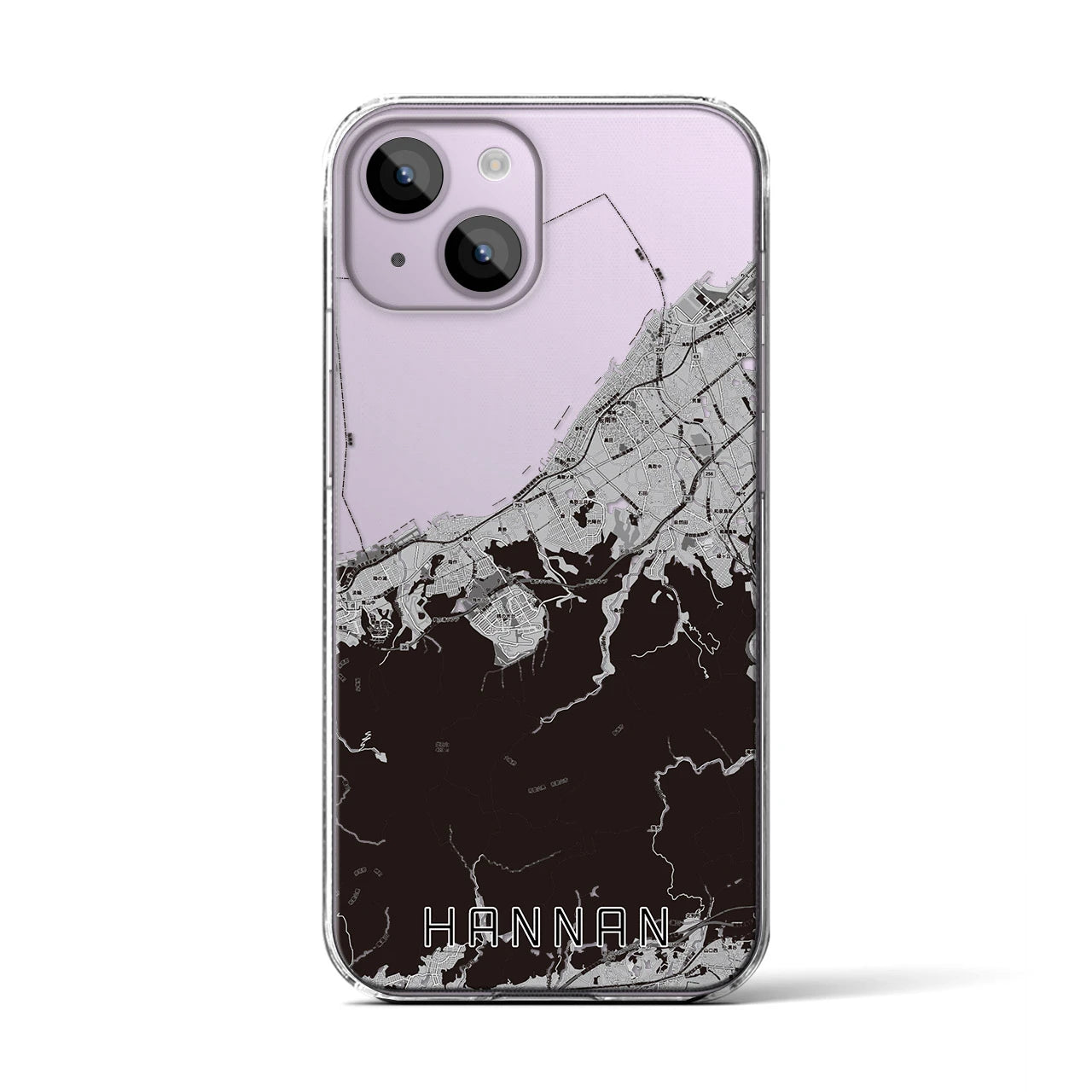 【阪南(大阪府)】地図柄iPhoneケース(クリアタイプ)モノトーン・iPhone 14 用