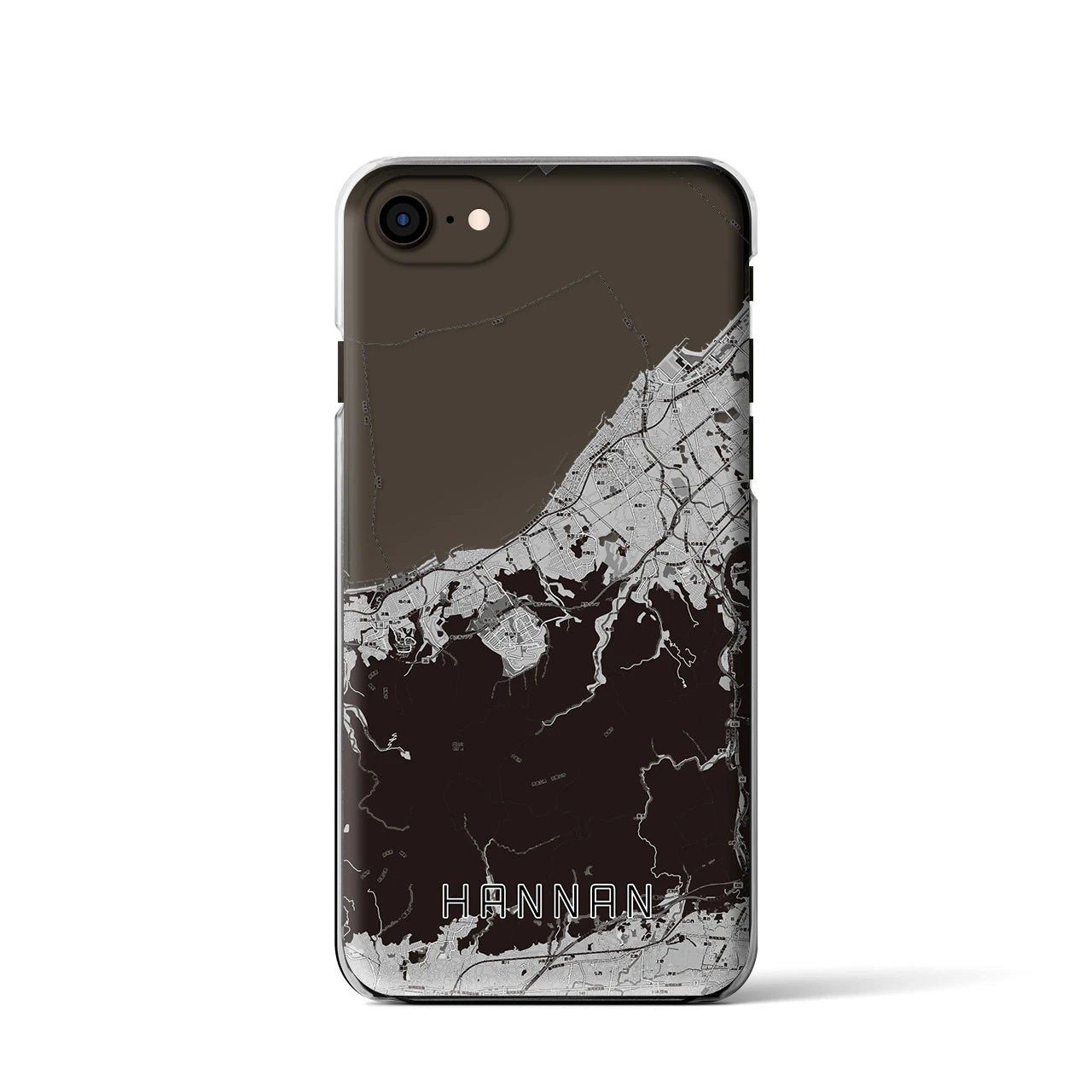 【阪南(大阪府)】地図柄iPhoneケース(クリアタイプ)モノトーン・iPhone SE(第3 / 第2世代) / 8 / 7 / 6s / 6 用