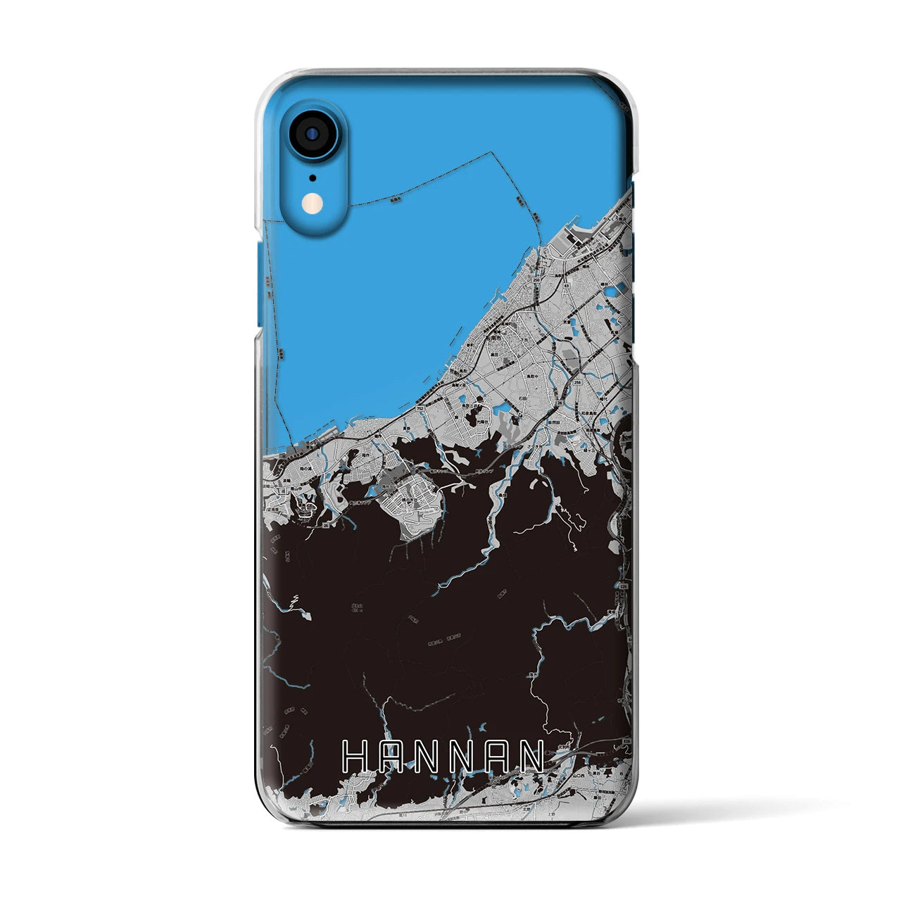 【阪南(大阪府)】地図柄iPhoneケース(クリアタイプ)モノトーン・iPhone XR 用