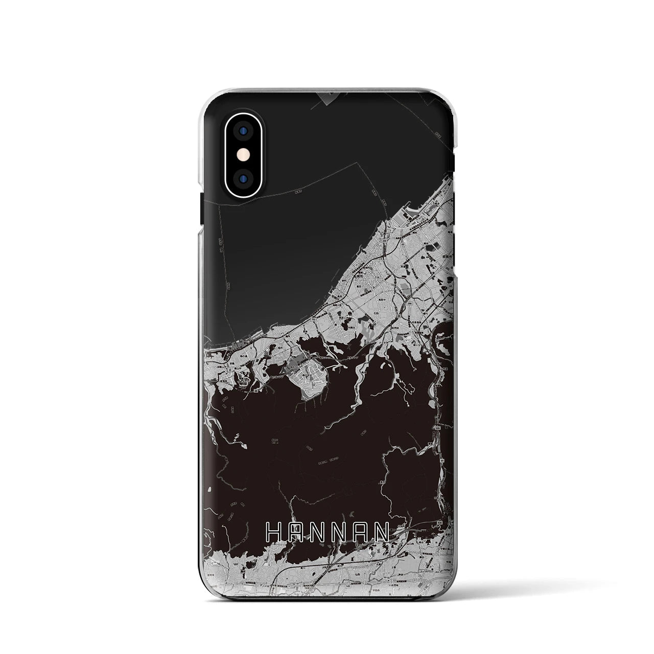 【阪南(大阪府)】地図柄iPhoneケース(クリアタイプ)モノトーン・iPhone XS / X 用