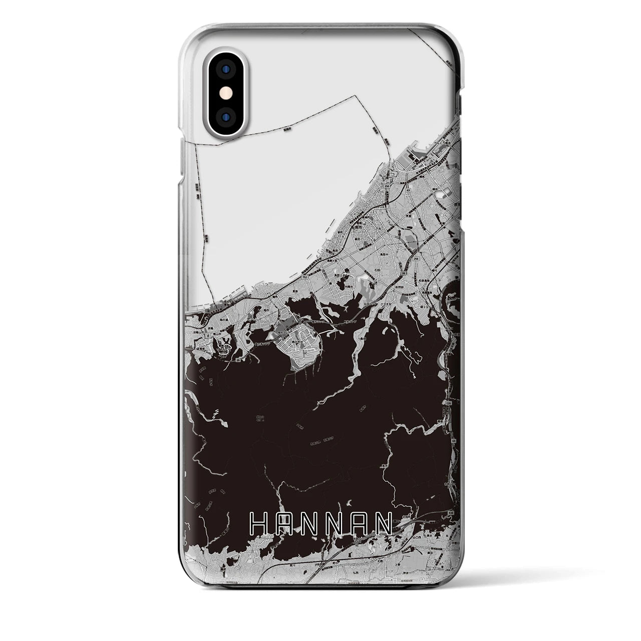 【阪南(大阪府)】地図柄iPhoneケース(クリアタイプ)モノトーン・iPhone XS Max 用