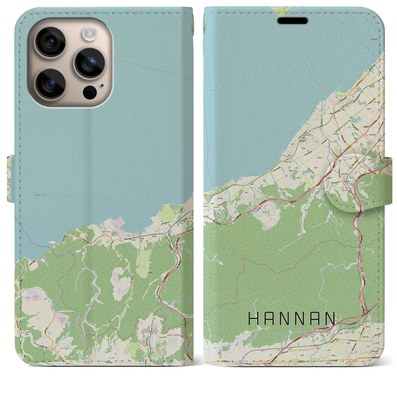 【阪南(大阪府)】地図柄iPhoneケース(手帳タイプ)ナチュラル・iPhone 16 Plus 用