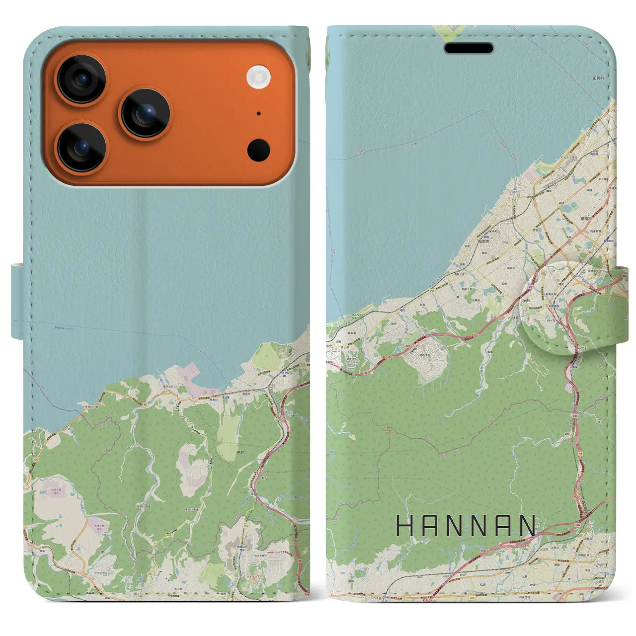 【阪南(大阪府)】地図柄iPhoneケース(手帳タイプ)モノトーン・iPhone 17 Pro Max 用
