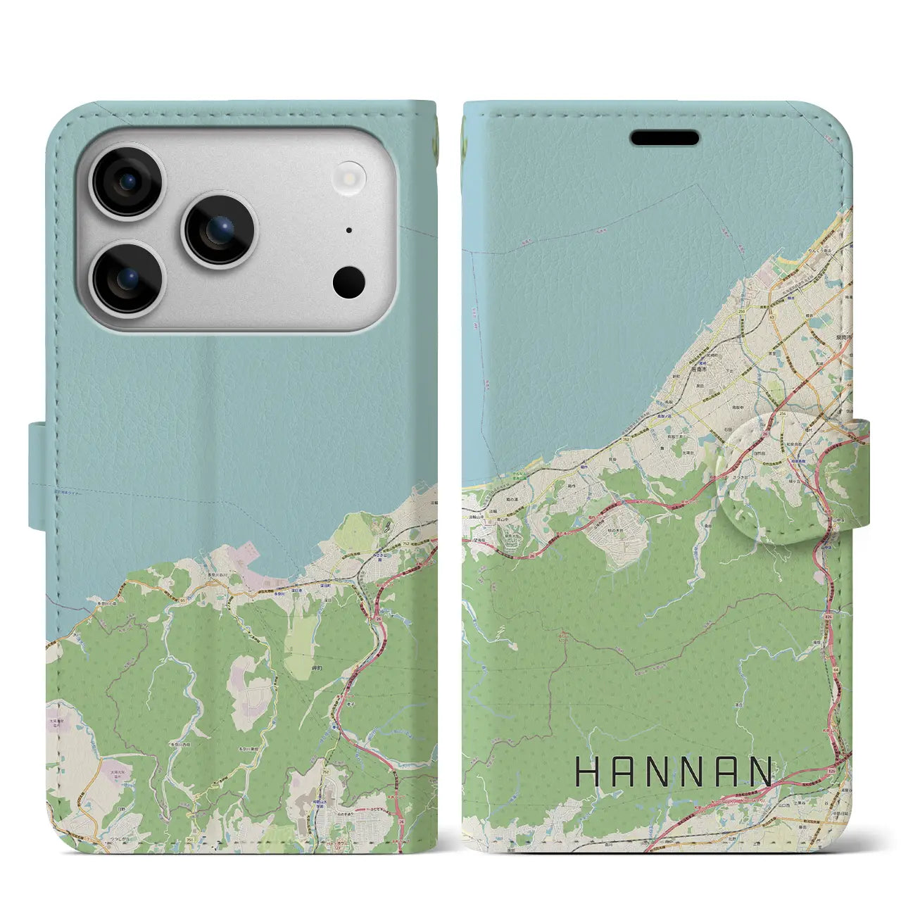 【阪南(大阪府)】地図柄iPhoneケース(手帳タイプ)ナチュラル・iPhone 17 Pro Max 用