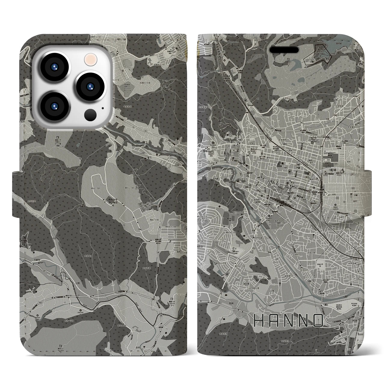 【飯能(埼玉県)】地図柄iPhoneケース(手帳タイプ)