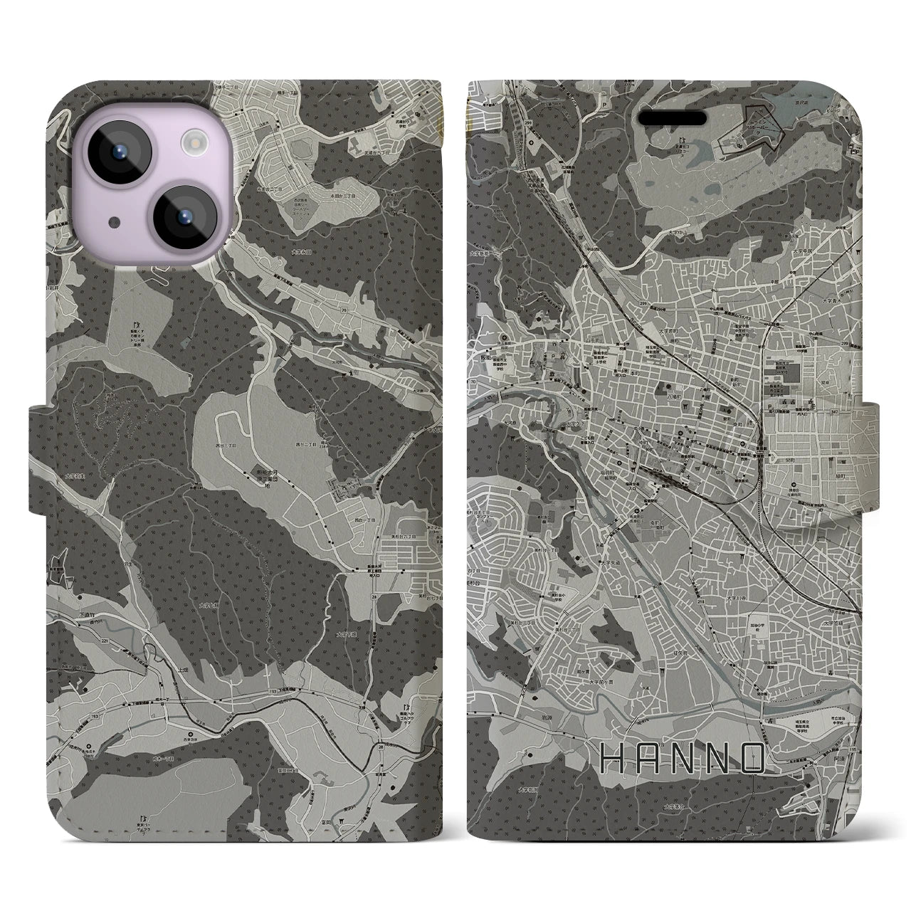 【飯能(埼玉県)】地図柄iPhoneケース(手帳タイプ)