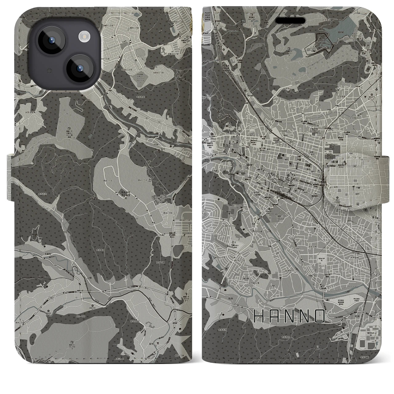 【飯能(埼玉県)】地図柄iPhoneケース(手帳タイプ)