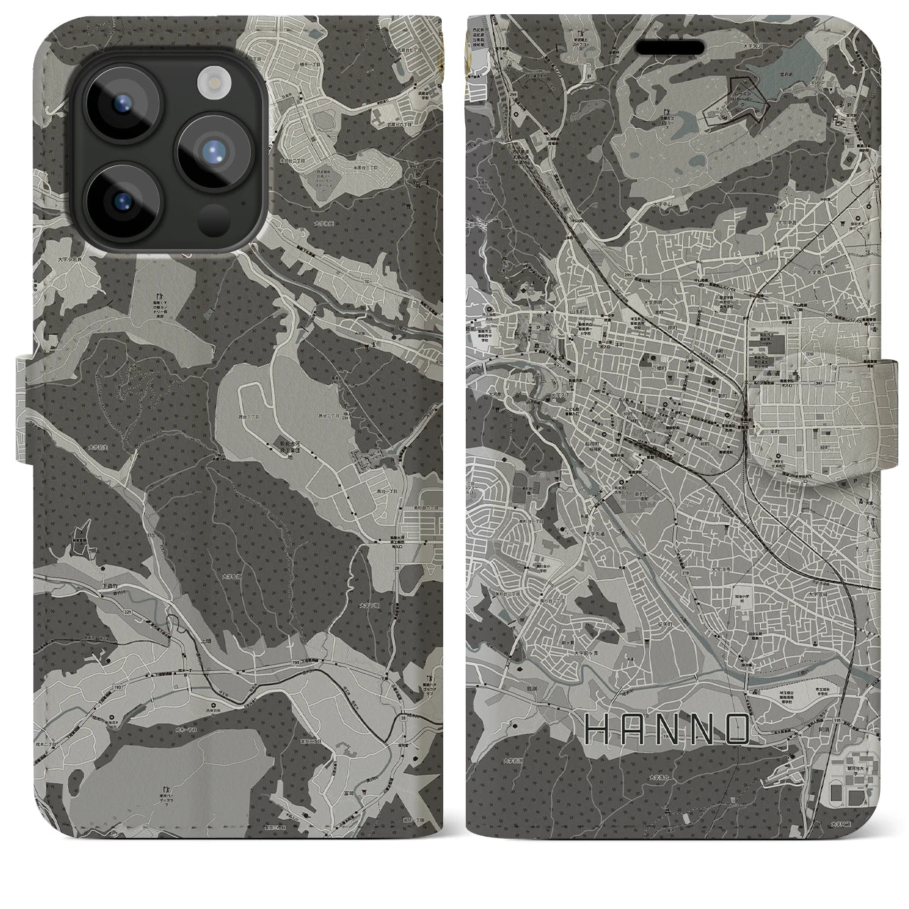 【飯能(埼玉県)】地図柄iPhoneケース(手帳タイプ)