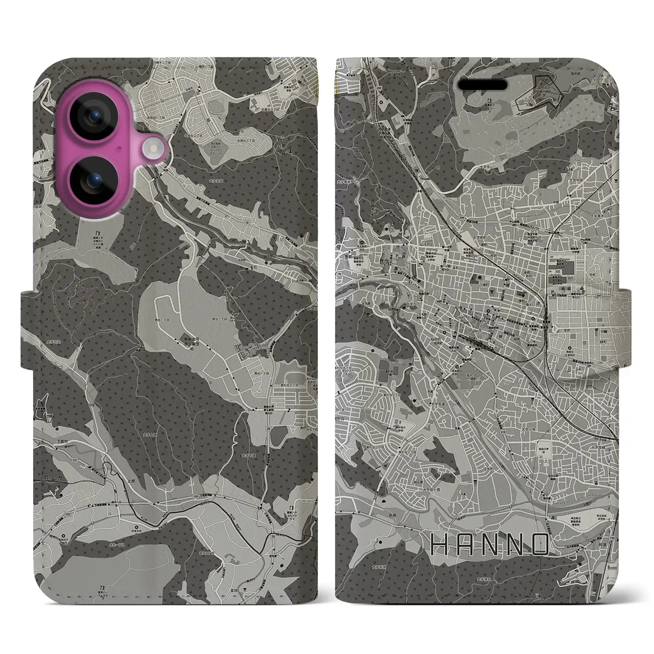 【飯能(埼玉県)】地図柄iPhoneケース(手帳タイプ)