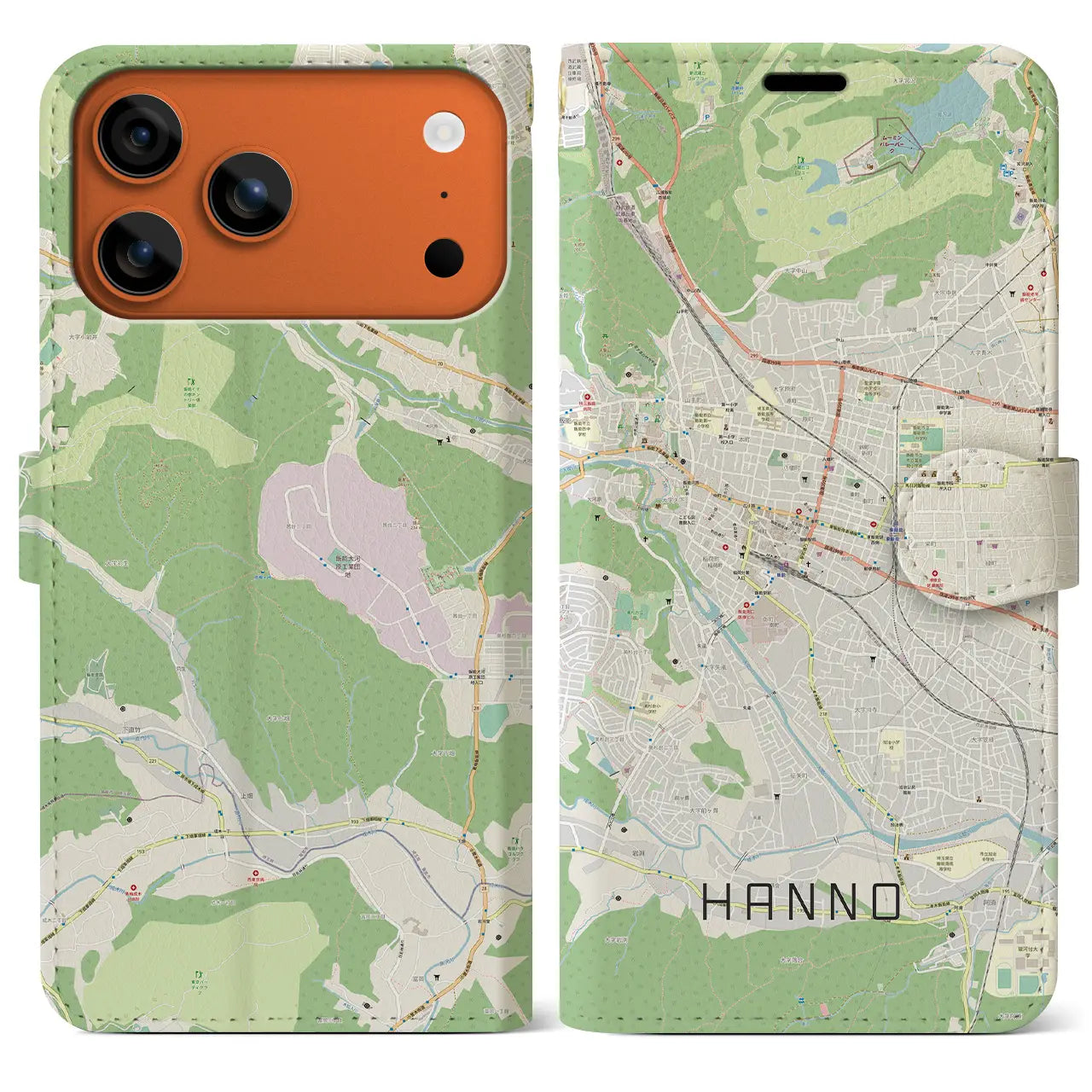 【飯能(埼玉県)】地図柄iPhoneケース(手帳タイプ)