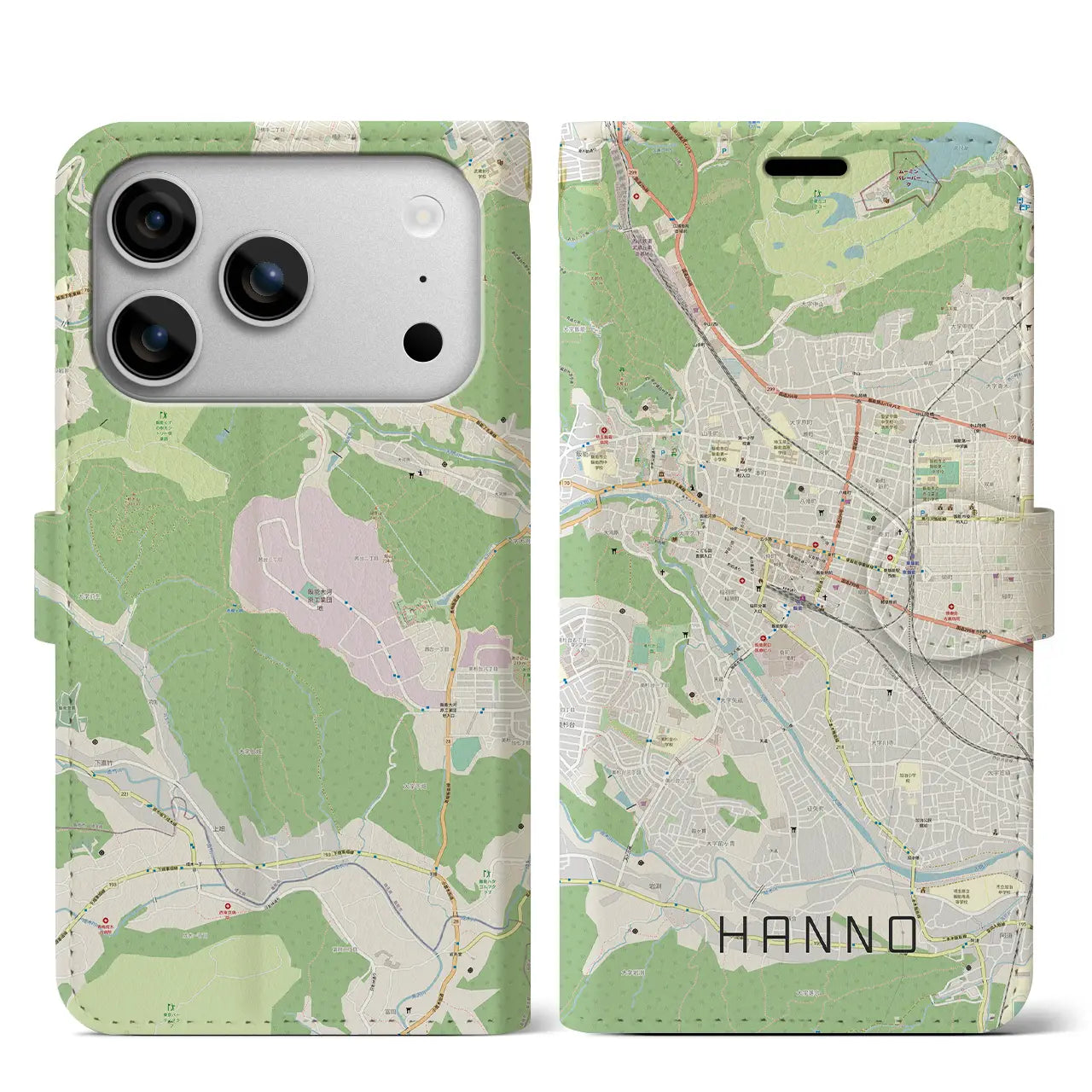 【飯能(埼玉県)】地図柄iPhoneケース(手帳タイプ)